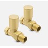 Brushed Brass Towel Bathroom Radiator & Valves (Straight B.B valves