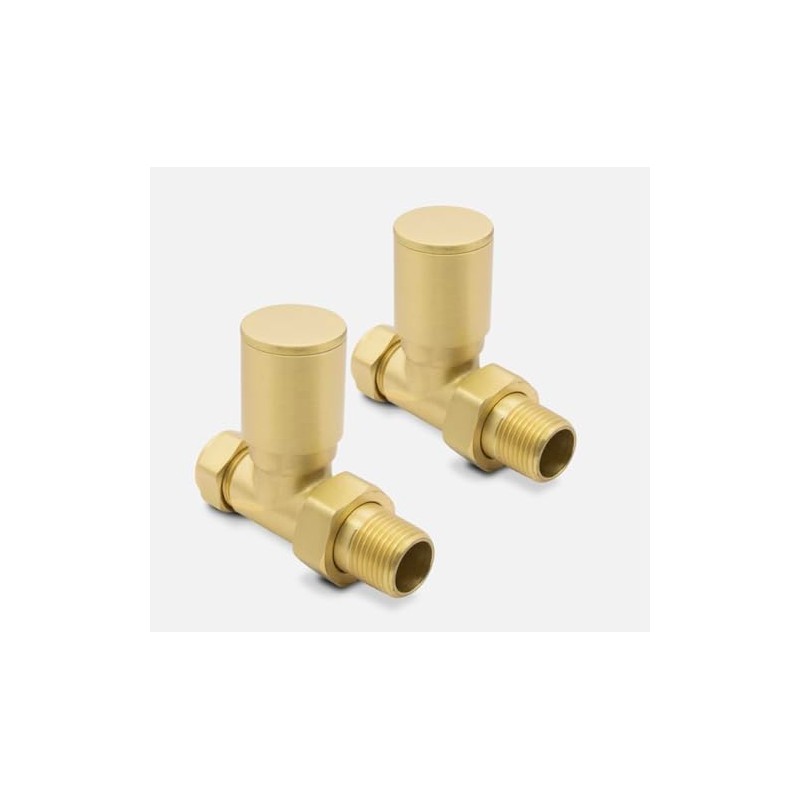 Brushed Brass Towel Bathroom Radiator & Valves (Straight B.B valves