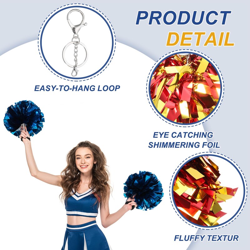 sourcing map 20 Pcs Cheer Pom Pom Keychain, Cheerleading Gift