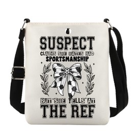 Suspect Claims She Hates Bad Sportsmanship Gift Soccer Game Day Funny Soccer Mom Gift Crossbody Bag (soccer bow cb CA)