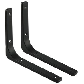EJR300B-2P Heavy Duty Shelf Bracket, SAYAYO Shelf Bracket, Black, Metal 90 Degrees, L-shaped, Pack of 2, Angle Shelf, 300 x 250 cm for Wall Mounting, Corner Shelf, Wooden Furniture