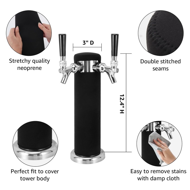 Dbgogo Kegerator Tower Insulator for Standard 3” Diameter Double Tap