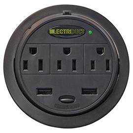 Power Tap Grommet with Hidden Power Center w/ 3 Power and 2 USB Charging Ports