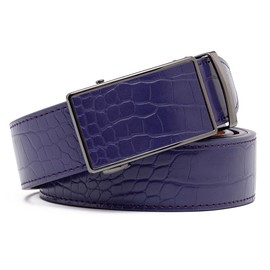 Fabio Valenti Mens Belt, Ratchet Belt Dress with 1 3/8" Genuine Leather with Easier Adjustable Buckle, Trim to Fit (2091C Purple, Adjustable 46”)