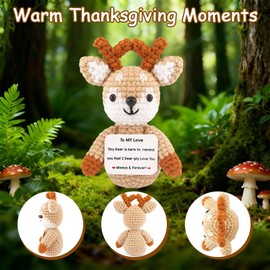 AHONEY to My Love Romantic Emotional Support Crochet, Deer for Him Her Couples Wife Husband Boyfriend Cute Christmas Stocking Stuffer for Men Women Mini Reindeer Decor