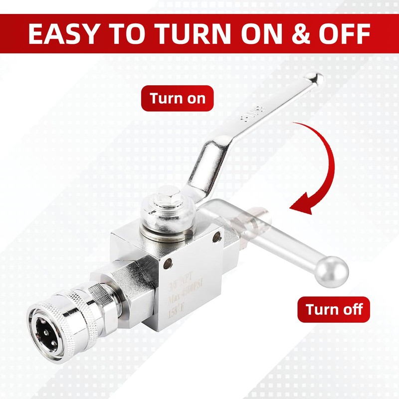 Toolly High Pressure Washer Ball Valve Kit, 3/8 Inch Quick