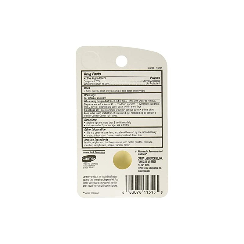 Carmex Bálsamo labial clásico medicado, 0.25 oz (paquete de 3)
