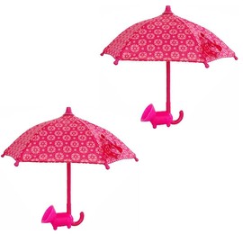 NTidea (2 Pack) Umbrella for Sun Shade, Funny Snap Finger Stand With Silicone Holder, Suction Cup for Phone - Red Flower