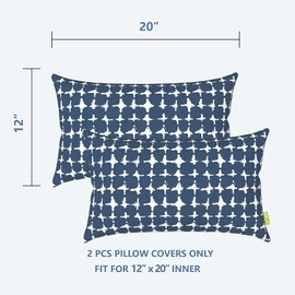 LVTXIII Outdoor Lumbar Pillow Covers 12 x 20 Inch, Patio Fluffy Pillow Cases ONLY, 2 Pack Water-Repellent Lumbar Cushion Cases for Home Patio Garden Sofa Bed Furniture Ornament, Tie-dye Navy