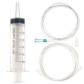 SHAOTONG 60ml Syringe with 40 Inch Tube and Tip Adapter, for Feeding Pets, Liquid Refilling, Drawing Oil Fluid