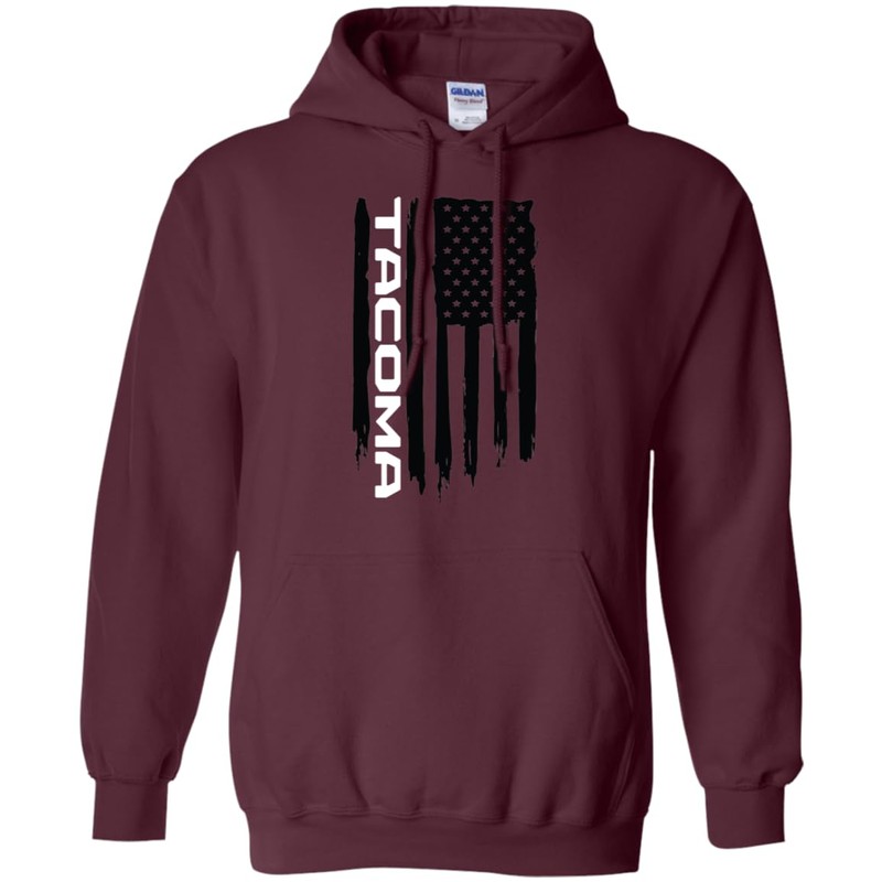 Wheel Spin Addict Tacoma American Flag Pullover Hoodie Dark Heather/L