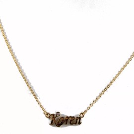 Stravina KAREN NEW Name Goldtone Rhinestone Accent 14.5" w 4.5" Multi Ring Ext Necklace