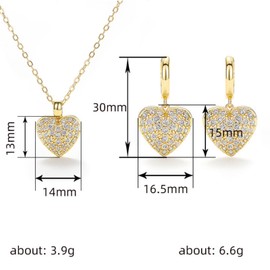 CICINIO Juego de Collar y Aretes para Mujer con Forma Corazón,Conjunto Joyería Moda con Collar y Pendientes Circonitas Cúbicas,Hermosos Regalos Joyería para Mujeres
