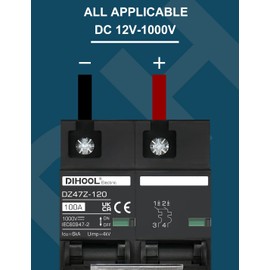 DIHOOL DC Circuit Breaker 100 Amp Solar Disconnect Switch 2p 1000V for PV, UPS, RV Battery,DIN Rail Mount…