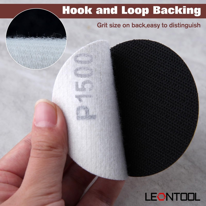 LEONTOOL Sanding Discs 3 Inch 1500 Grit Hook and Loop