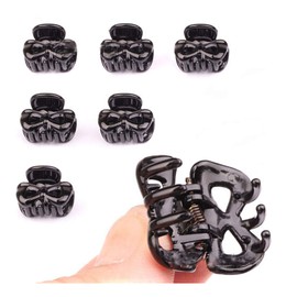 12 Pcs Mini Hair Clips Plastic Hair Claws Pins Clamps for Women Hair Claw Clip Hair Bangs Pin Hair Accessories (Black)