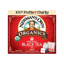 Newman's Own Organic Black Tea Helps Boost Immunity and Promotes Overall Wellbeing Strong Robust Black Tea with 100 Individually Wrapped Tea Bags Per Box (Pack of 5) USDA Certified Contains Caffeine Brew Hot/Cold