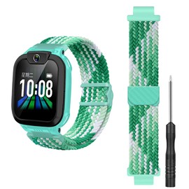 GIOPUEY Strap Compatible with imoo Watch Phone Z7/Z6, Braided Nylon Strap [Unisex] Elastic Replacement Strap - Green