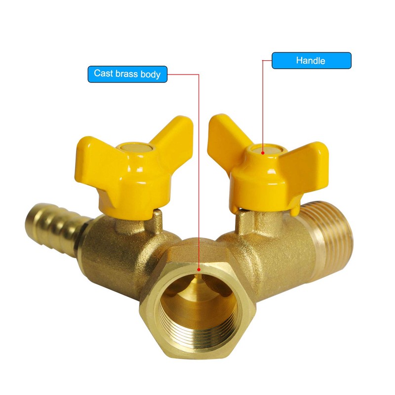 Aopin 3 Way Ball Valve Brass G 1/2" Female Thread