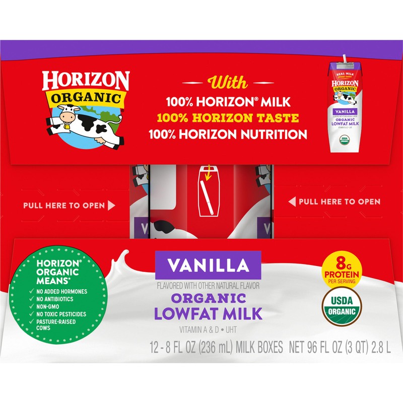 Horizon Organic Shelf Stable 1% Lowfat Vanilla Milk Boxes, Pack