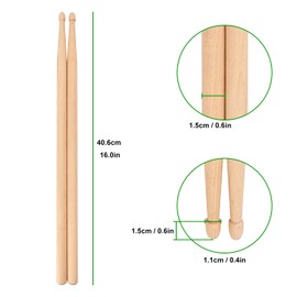Geytetqi 18 Pair Wood Drumsticks - Premium Maple 5B Drum Sticks, Oval Wood Tip Maple Drumsticks Bulk, Wood Drumsticks for Drums, Instrument Percussion Accessories