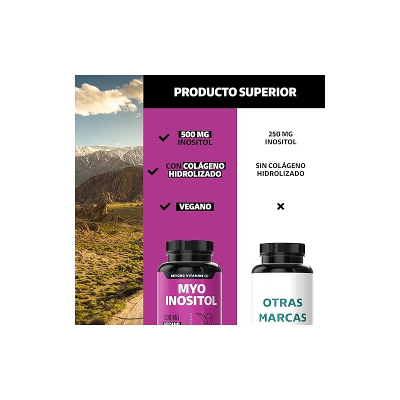Myo Inositol 500 Por Cápsula Colágeno Hidrolizado Fórmula Completa Azúcar