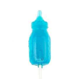 Sparko Sweets Light Blue Baby Bottle Lollipops, Blue Raspberry Flavor, 24 Handcrafted Pieces, 1.5 Pounds - Perfect for Baby Shower Favors, Gender Reveals, and Candy Buffets