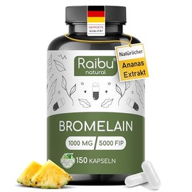 Bromelain High Dosage, 1000 mg (2500 GDU) per Day, 150 Enteric Juice-Resistant Capsules, Natural Pineapple Extract, Produced in Germany, Laboratory Tested and Vegan