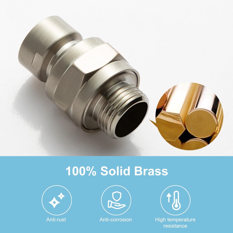 OFFO Shower Head Swivel Ball Adapter, Brushed Nickel All Metal