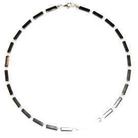 Haematin Jewellery Necklace Haematin Necklace with Quartz Crystal Clasp 925 Sterling Silver Model Number 1262, Gemstone, Hematine