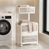 Leinuosen Foldable 2-tier Plastic Laundry Basket with Wheels and Handle