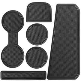 SENSHINE Center Console Shifter Liner for 2023-2025 Chevy Silverado/GMC Sierra 1500 & 2022 Refreshed 1500, Non Slip Anti Dust Cup Holder Insert Coaster Mats 6 Pcs Set (Black Trim)