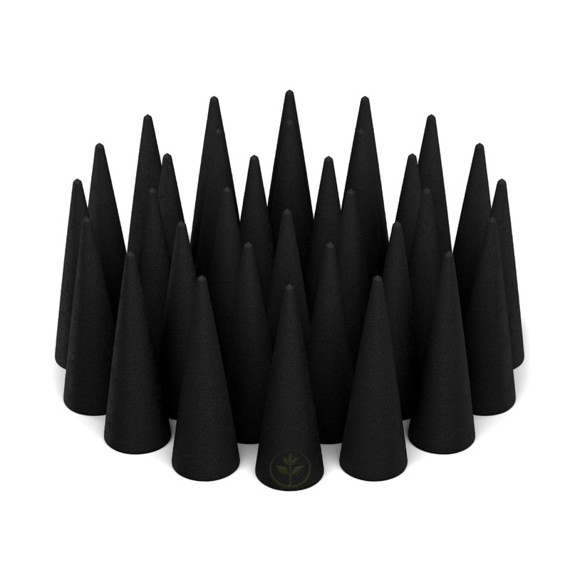 Black Coconut Charcoal Incense Cones 2" TOPFLOW - 60 Pack