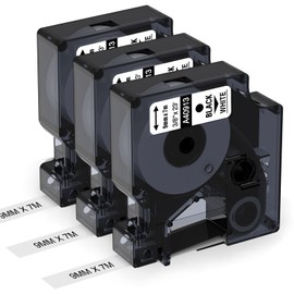 3 x Aken 40913 s0720680 Compatible with Dymo D1 Label Tape 9 mm x 7 m Black on White Compatible with Dymo D1 Label Tape Compatible with Dymo LabelManager 160 LM280 LM210D LM360D LM420P