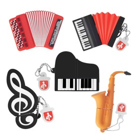 8GB x 5 USB Flash Drive Accordion x 2/Saxophone/Piano/Note, Memory Stick Cartoon Memory Stick Flash Memory Stick Pen Drive for School Office Car PC Laptop (8GB x 5, Musical Instruments)