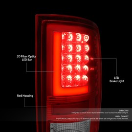 DNA Motoring TL-DRAM09-LED-RD3D-CH-RD 3D LED Tail Light Assembly (Driver & Passenger Side), 1 Pack,Red