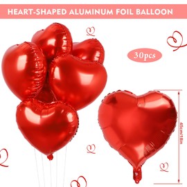 Heart Foil Balloons, Pack of 24, Heart Balloons Wedding, Heart Helium Balloons, Colourful, 10