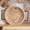 DN DECONATION Round Wooden Dough Bowl with Metal Handles for