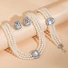 Cubahop Wedding Bride Pearl Gemstone Necklace Bracelets and Earring Set