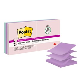 Post-it Super Sticky Pop Up Notes, 3 in x 3 in, 6 Pads, 90 Sheets/Pad, 2x the Sticking Power, Wanderlust Pastels Collection