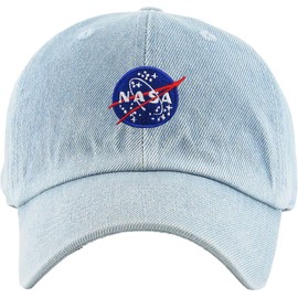 KBSV-036 LDM NASA Spaceship Alien Vintage Dad Hat Baseball Cap Polo Style Adjustable Unisex (One Size, Light Denim NASA Insignia)