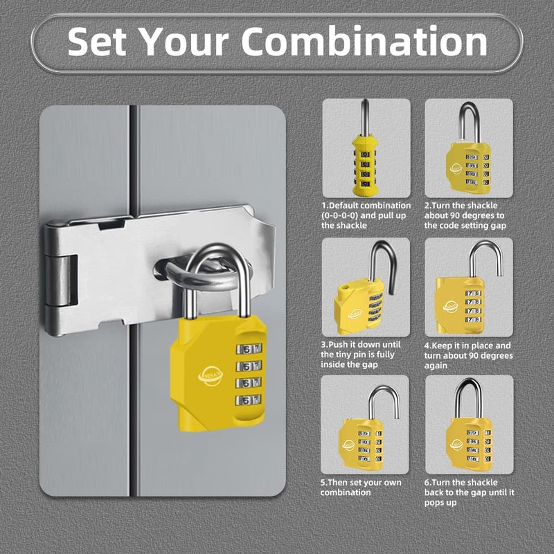 SISAV 4 Digit Combination Lock,Gym Padlock,Outdoor Combination Padlock,Suitable for School