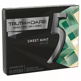 Five 5 GUM Sweet Mint Sugar Free Chewing Gum, 15 pieces (10 pack)