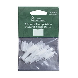 Pro Impressions Advance Competition Natural Smile 50 Nail Tips, Size 8, White