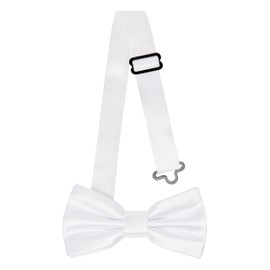 Ladeheid Children's Boys Bow Tie - Pre-Tied Adjustable Band, Shiny Design, Ideal for Wedding, Birthday, School - Durable and Stylish Size 10 cm x 5 cm BKS, White