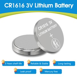 volkate CR1616 Battery, 12 Count Pack CR 1616 3V Lithium Battery for Car Remote, 1616 Batteries for Watch, Car Key Fob, Remote Control