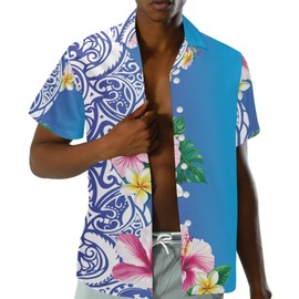 Hdjxbdhsv Sweet Lovers Matching Couples Clothes Outfit Sets Tattoo Tribal Polynesian Plus Size Samoan Woman's Dress Matching Men's Shirts