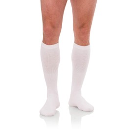 Jomi Compression Sock Mens Collection, 20-30mmHg Cotton 204 (Medium, White)