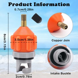 Sup Pump Adapter, Pack of 2 Air Pump Adapter, Dinghy Valve Adapter, Pump Adapter for Sup-Board Inflatable Boats Kayaks Car Tyres (Orange)