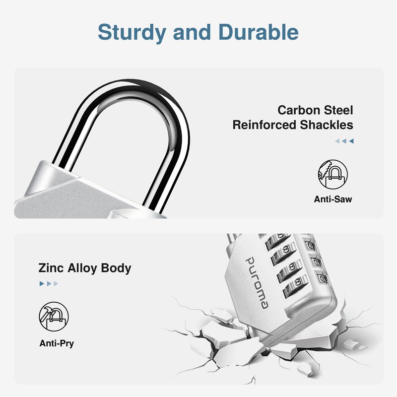 Puroma 1 Pack Combination Lock for Locker 4 Digit Outdoor